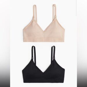 H&M MAMA 2-PACK SEAMLESS PADDED NURSING BRAS / size M / black and beige